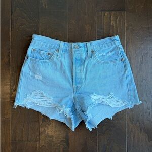 Women’s Levi's 501 Original Light Blue Denim Jean Shorts